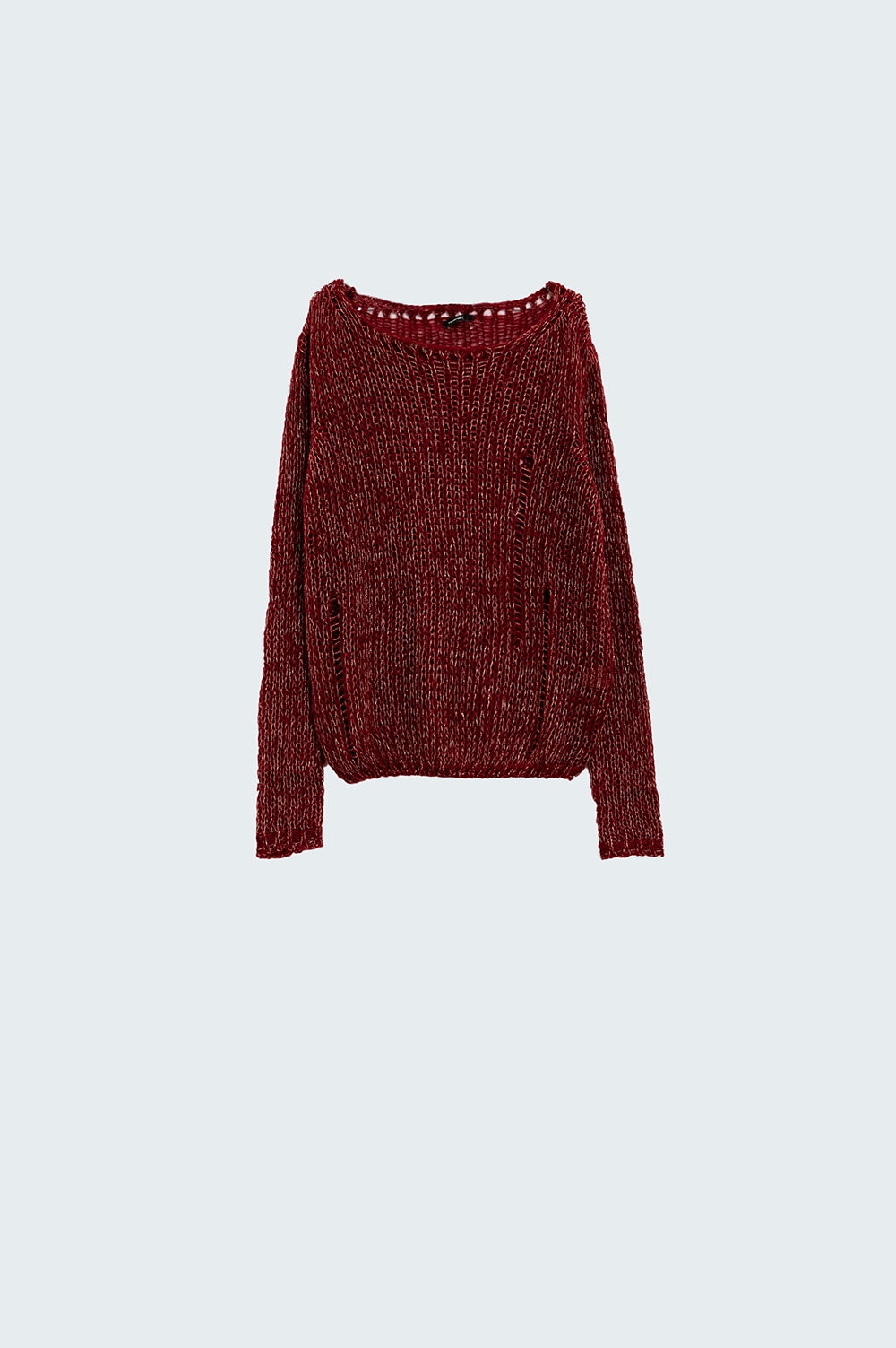 Q2 Bordeaux long sleeve sweater with lurex detail