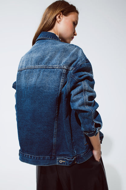 boyfriend relaxed denim jacket in dark wash