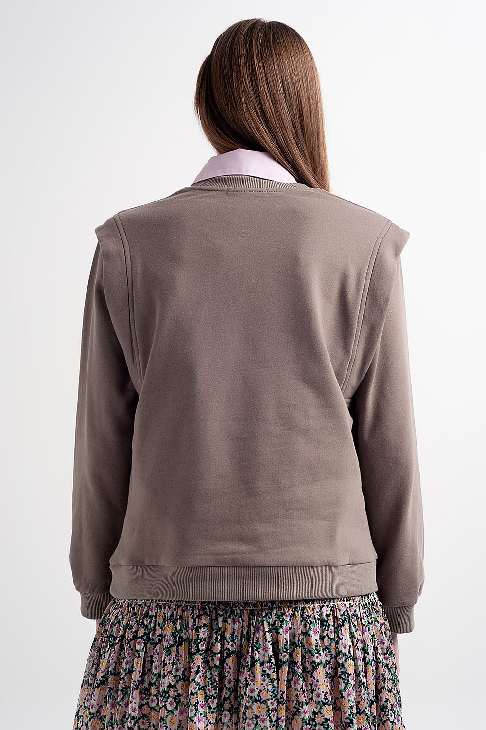 Boyfriend sweatshirt with shoulder details in gray