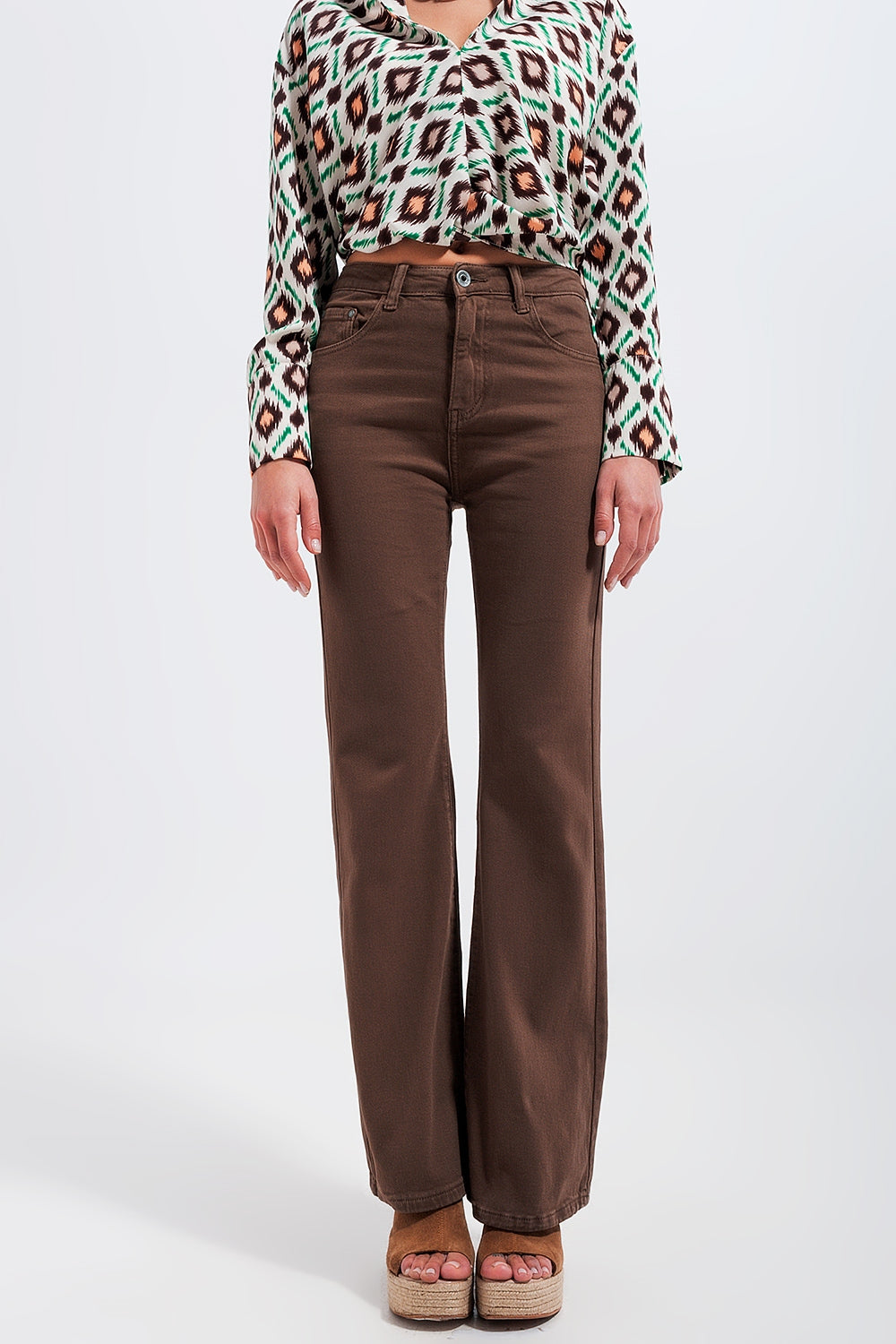 Q2 Brown flared jeans