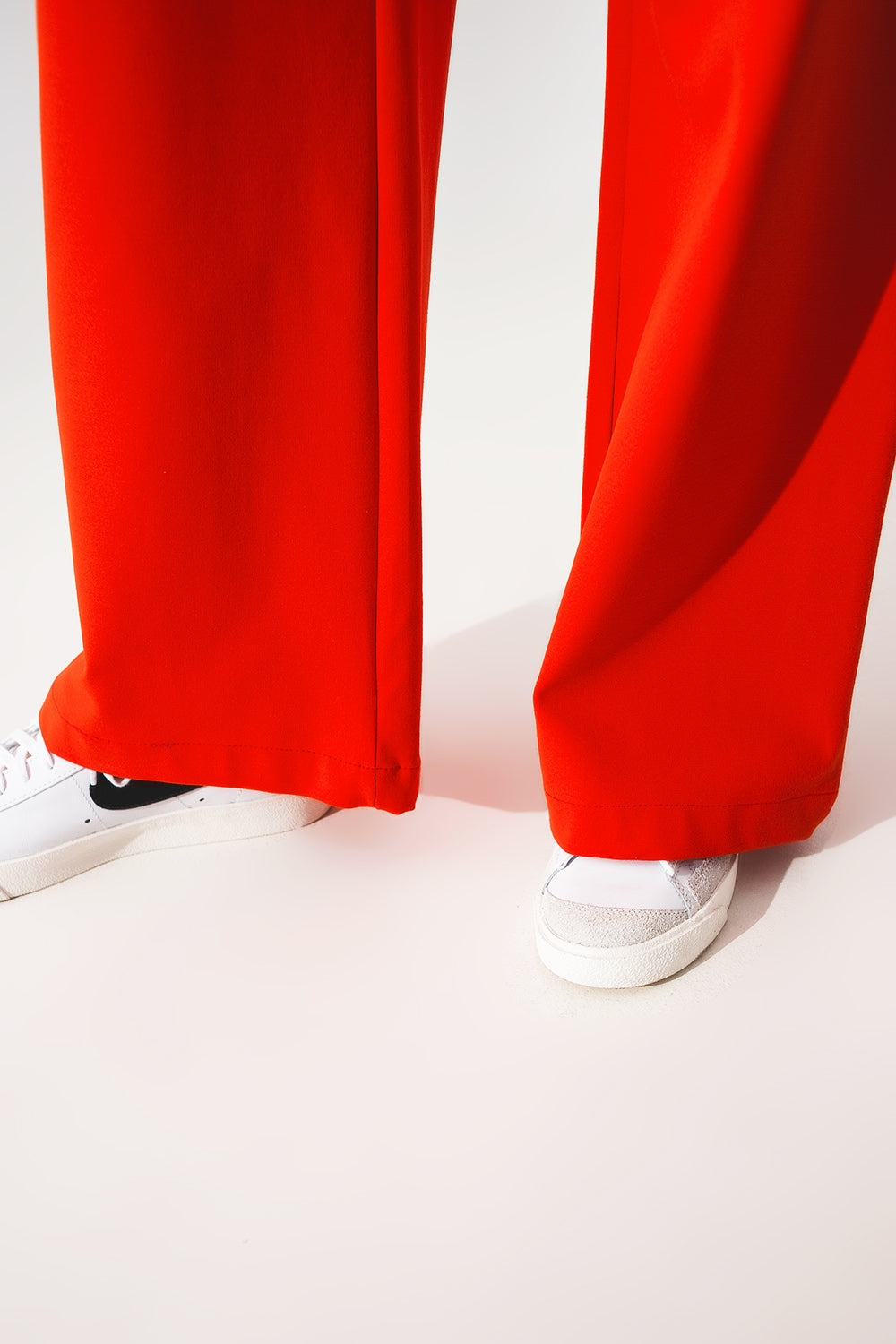 Button detail wide leg pants in orange