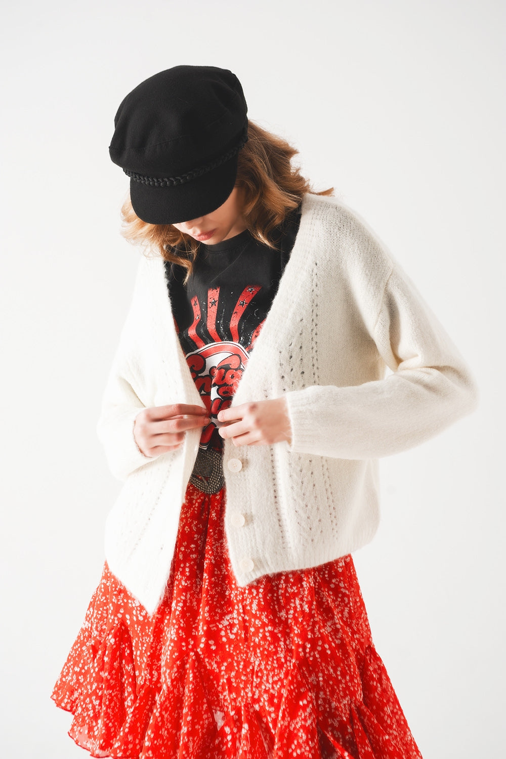 Button down cardigan in cream