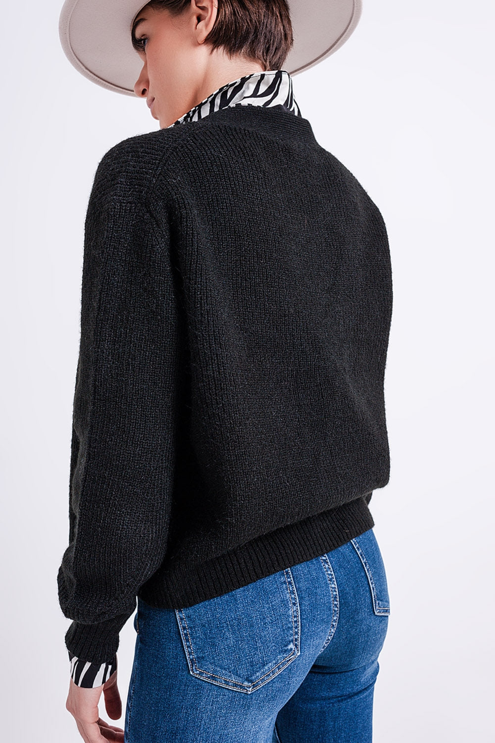 Button Through Cardigan in Black