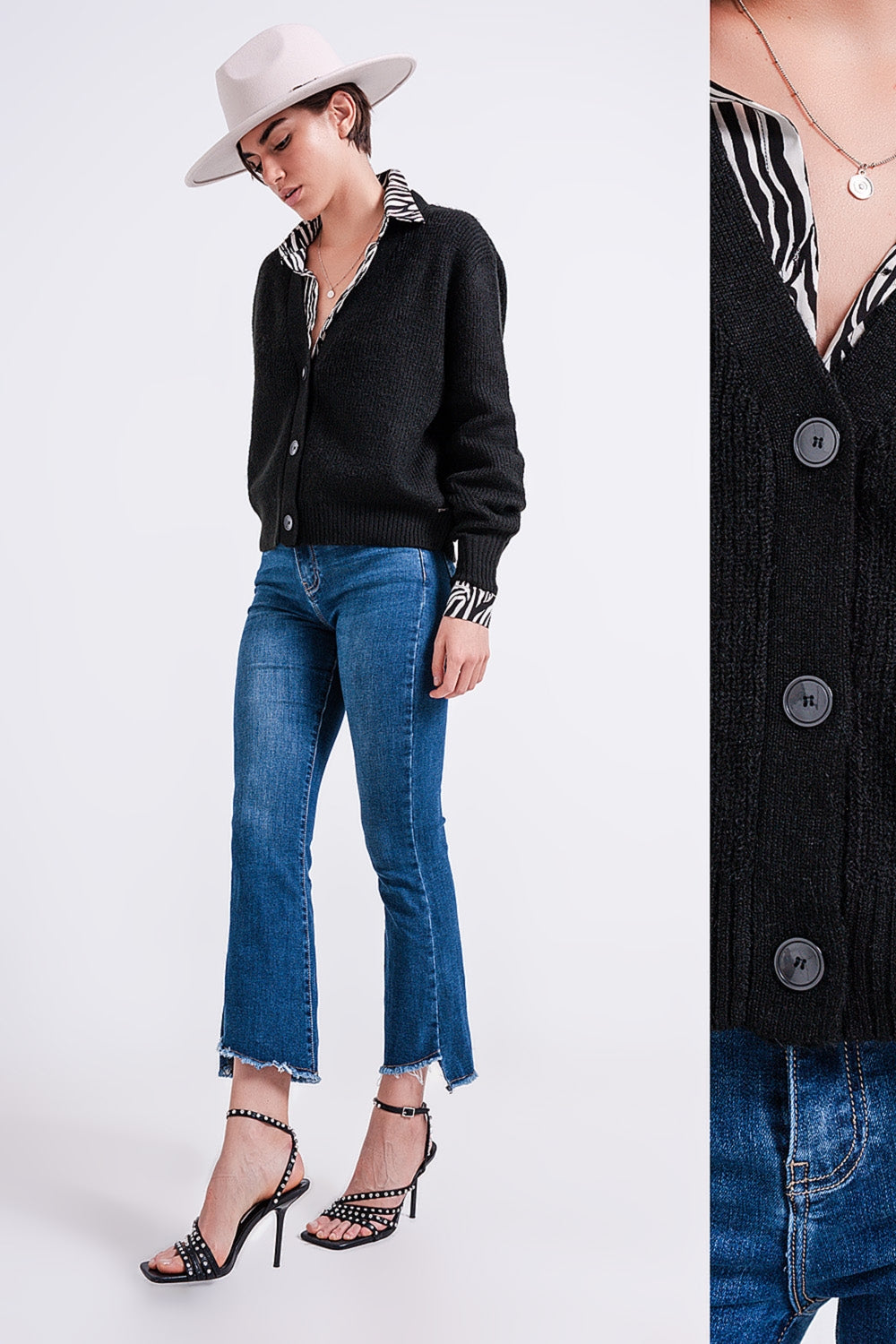 Button Through Cardigan in Black