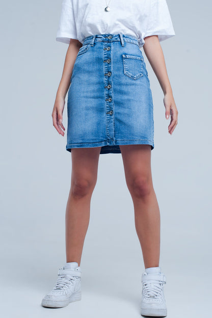 Q2 Button through denim skirt