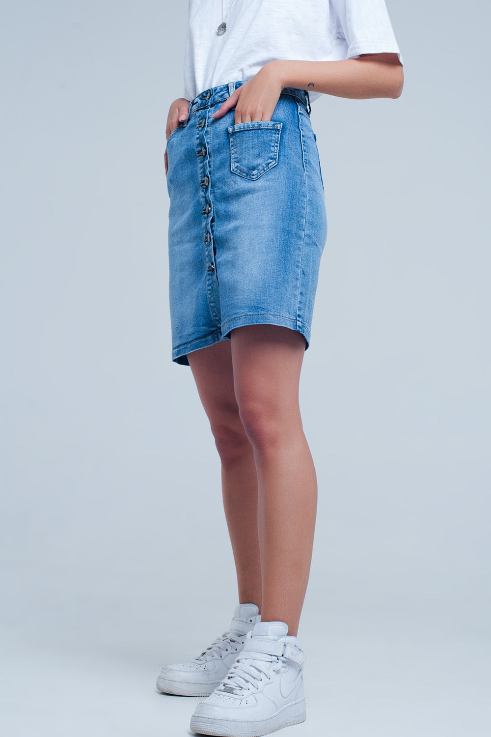 Button through denim skirt