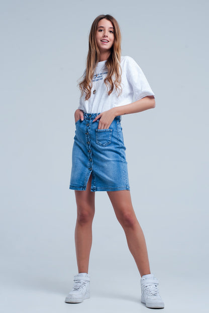 Button through denim skirt