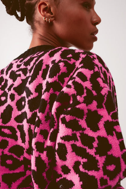 Cardi in fuchsia animal