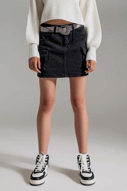 Cargo Mini Skirt in black