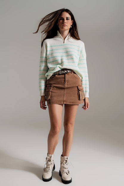 Cargo Mini Skirt in Camel