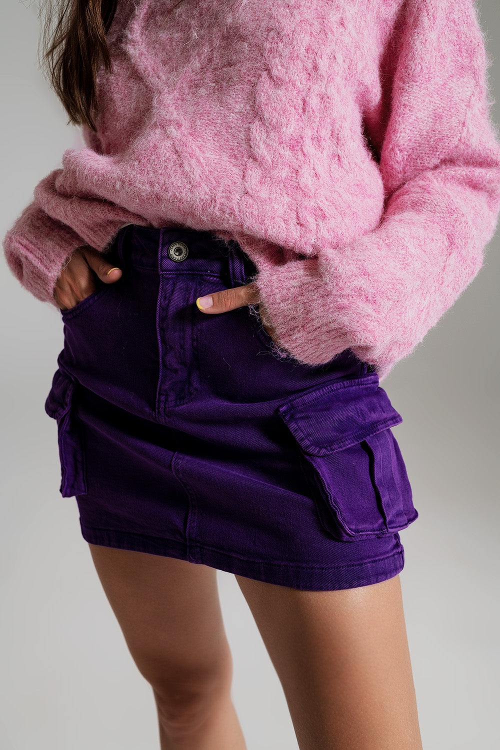 Cargo Mini Skirt in Purple