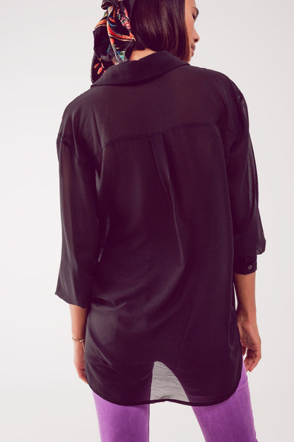 Chiffon shirt in black