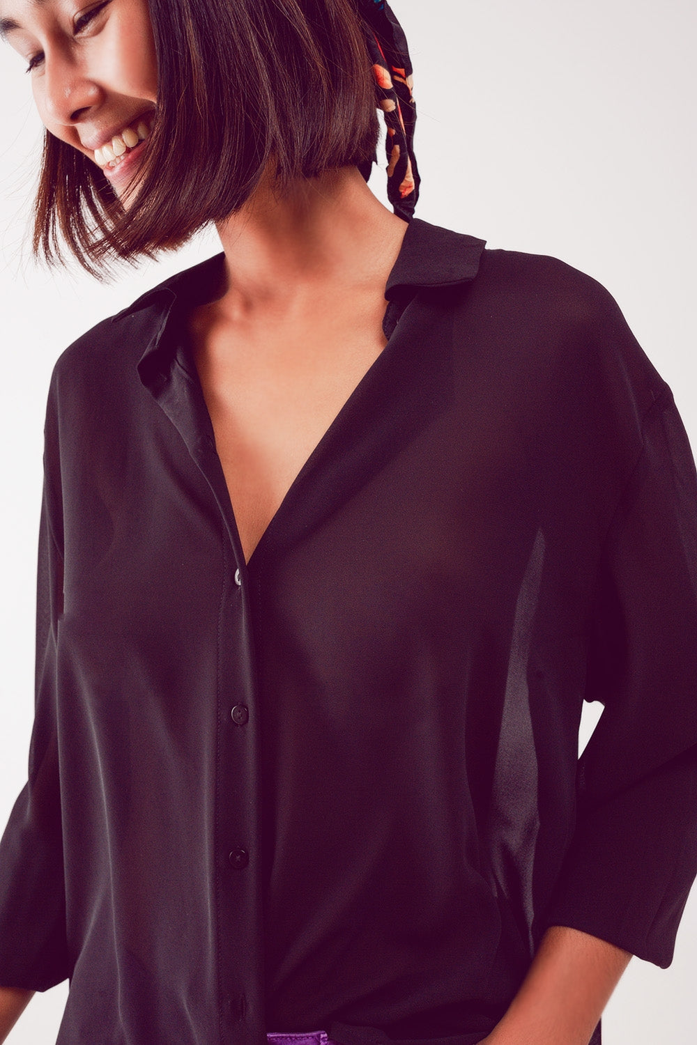 Chiffon shirt in black