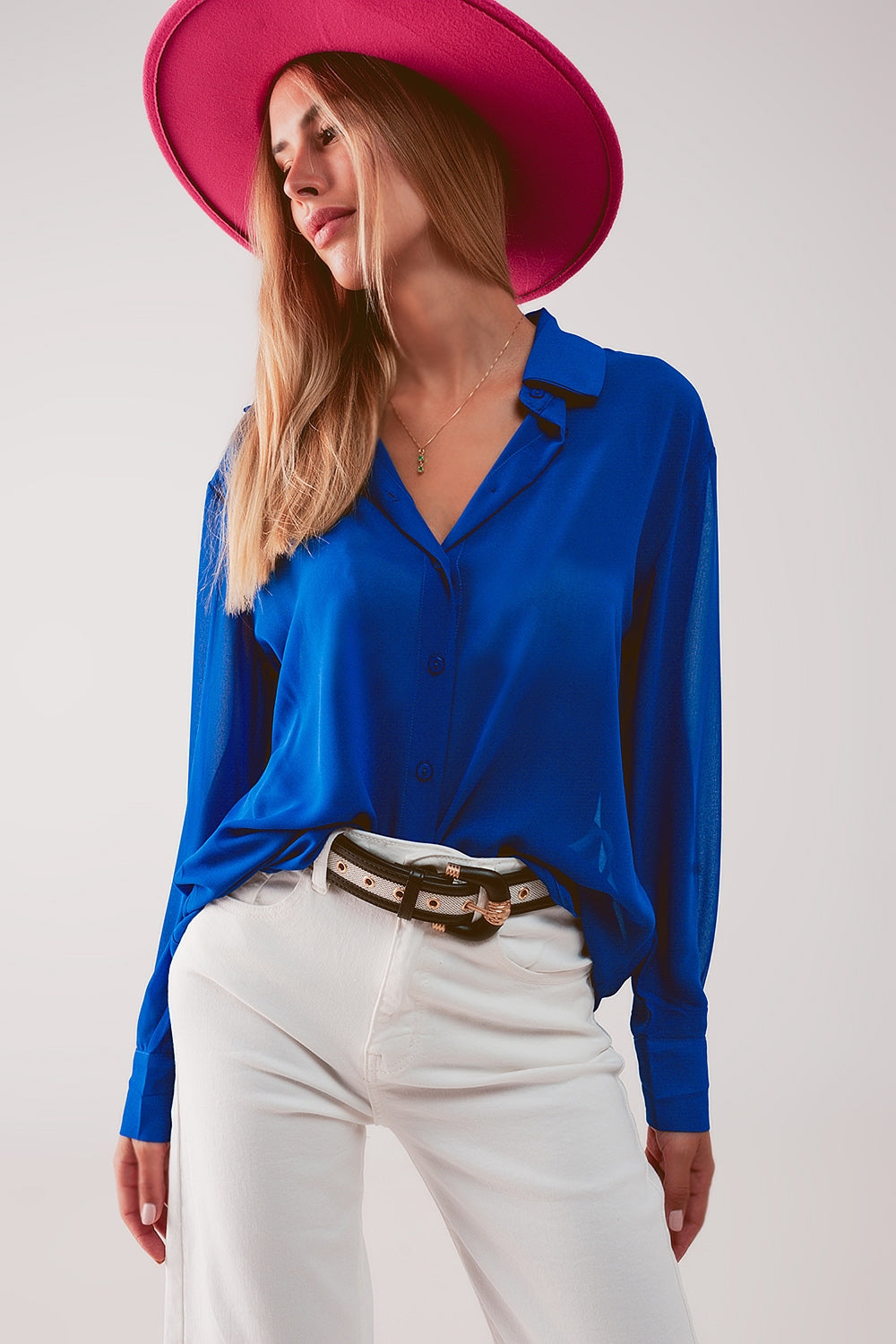 Chiffon shirt in blue