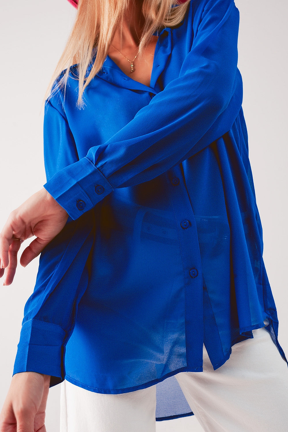 Chiffon shirt in blue