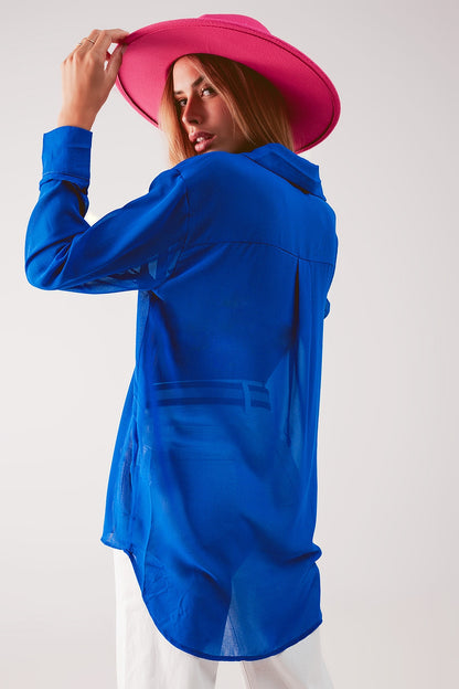 Chiffon shirt in blue