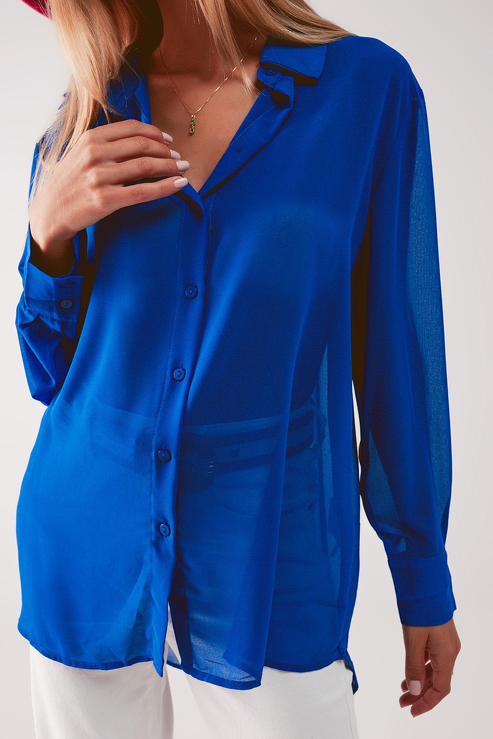 Chiffon shirt in blue