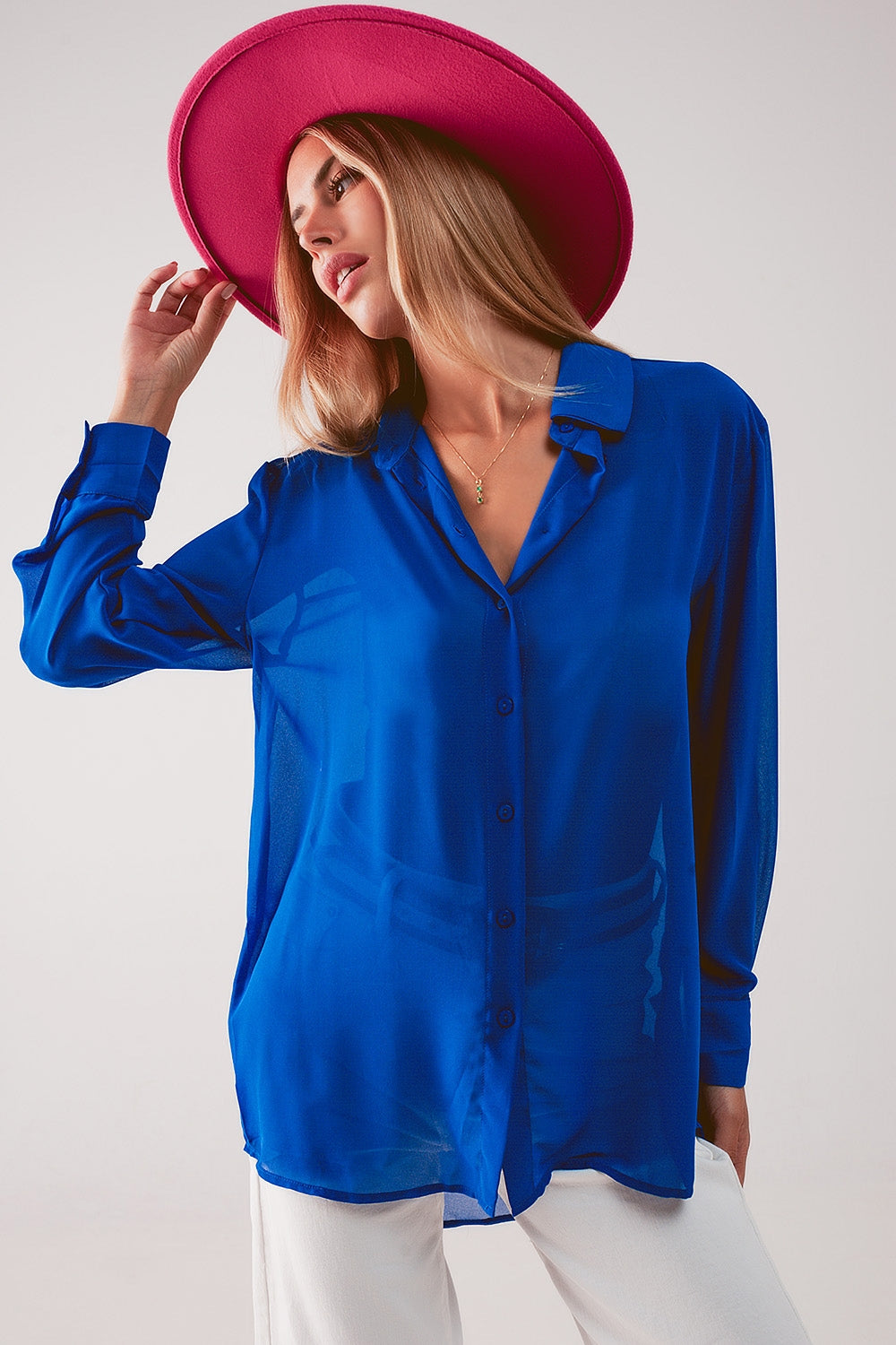 Q2 Chiffon shirt in blue