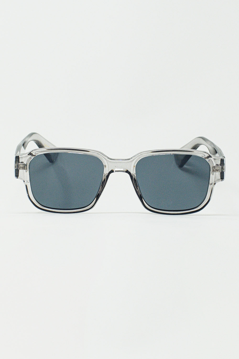 Q2 Chunky Square Sunglasses In Crystal Grey