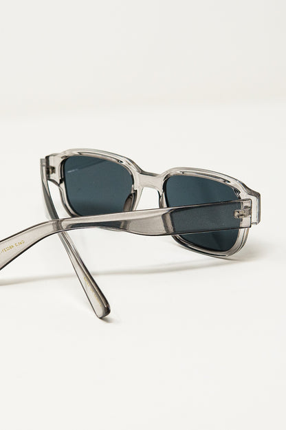 Chunky Square Sunglasses In Crystal Grey