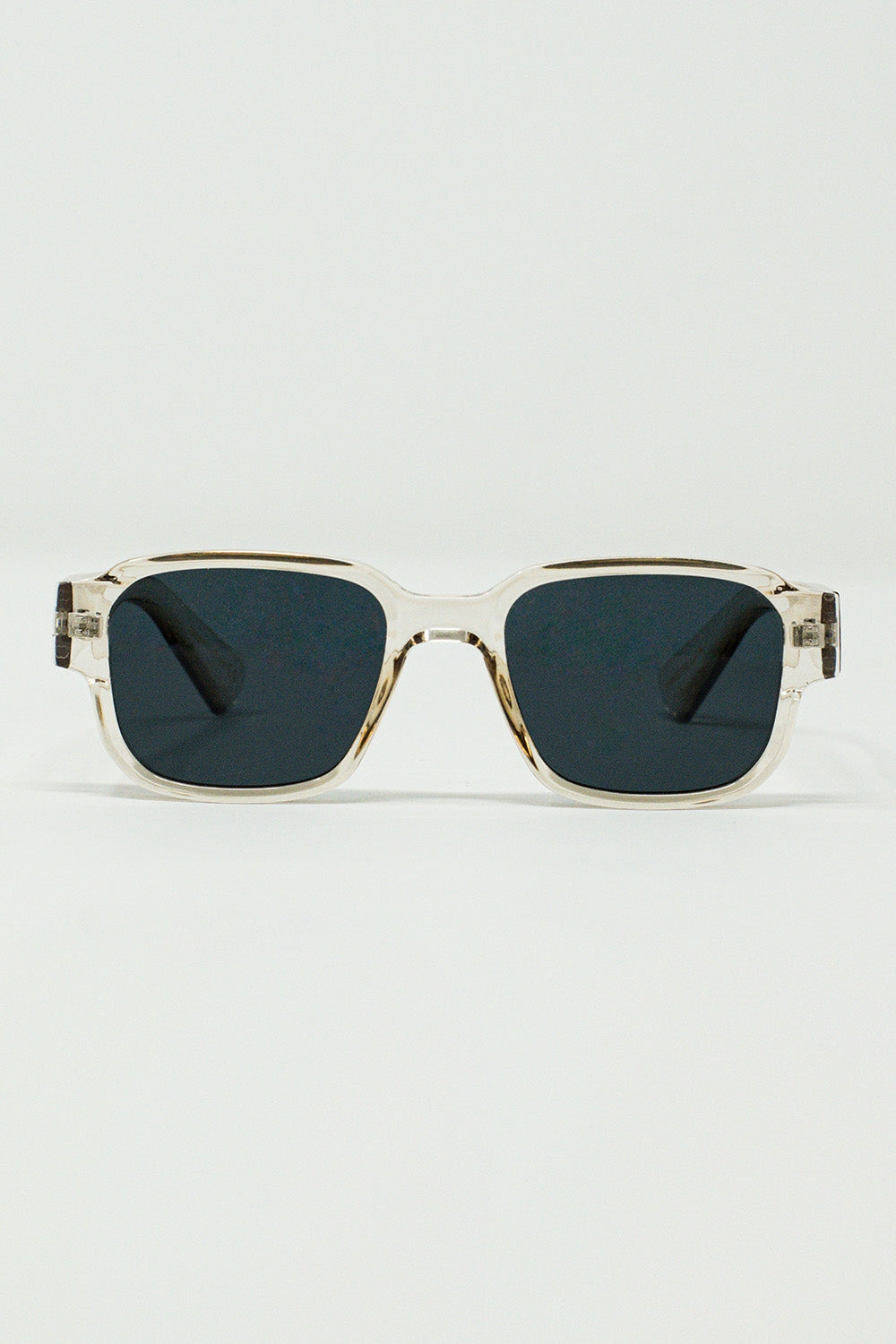 Q2 Chunky Square Sunglasses With Transparent Smoky Frame