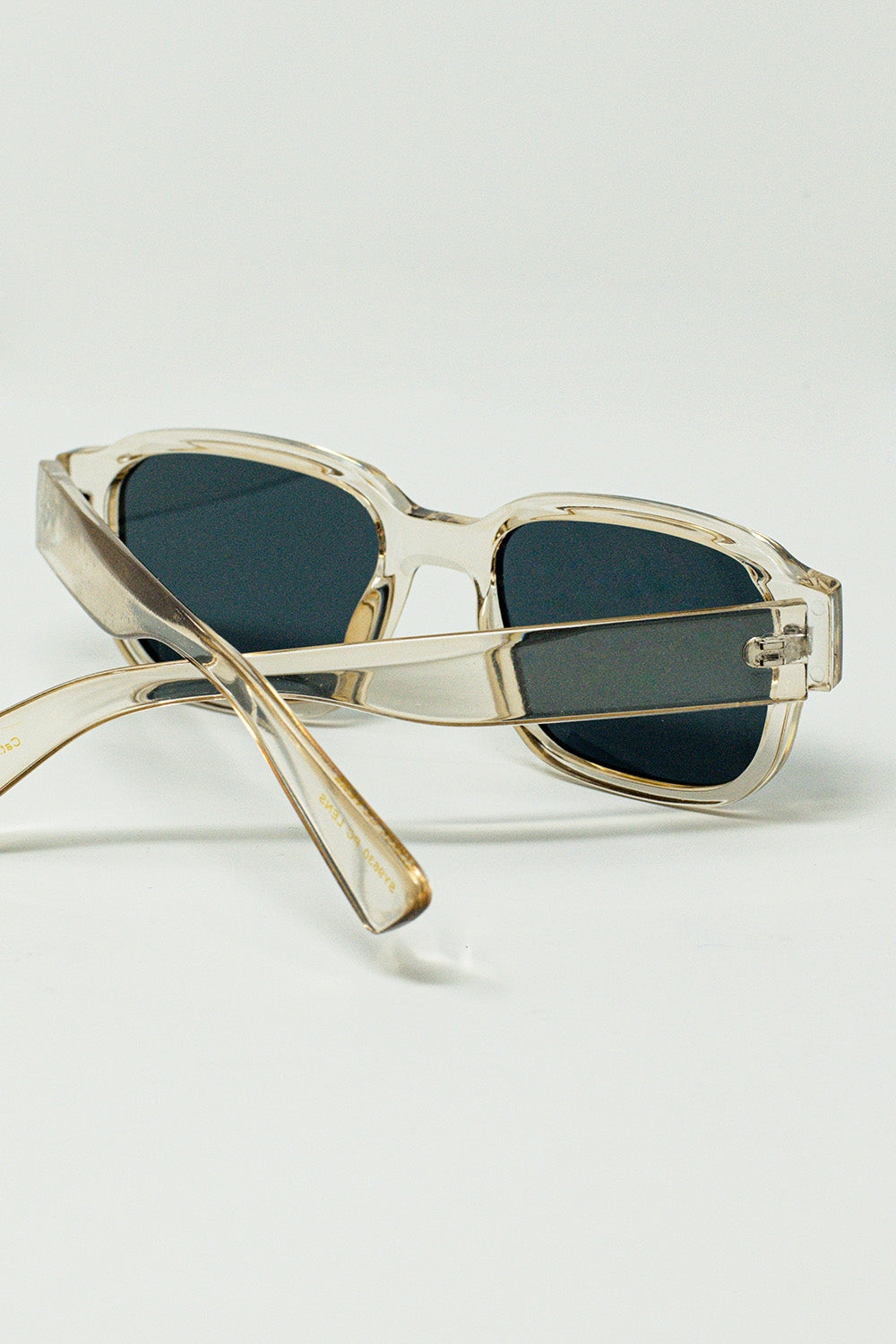 Chunky Square Sunglasses With Transparent Smoky Frame