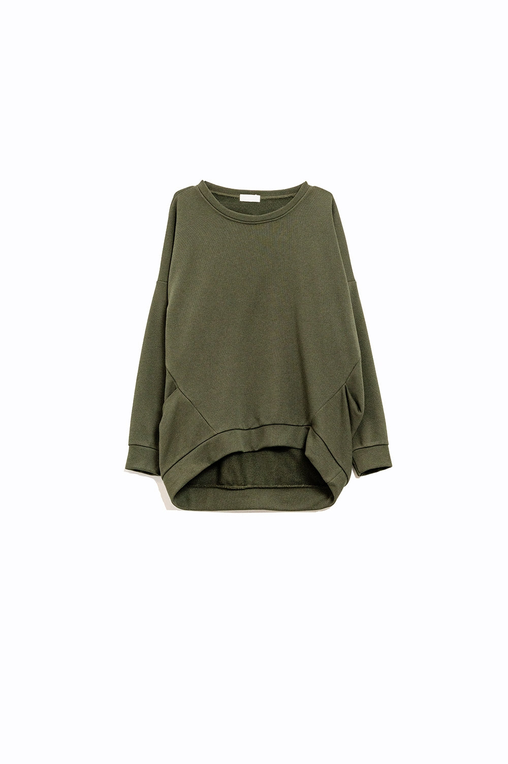 Q2 Comfortable Green Sweater with Crew Neck