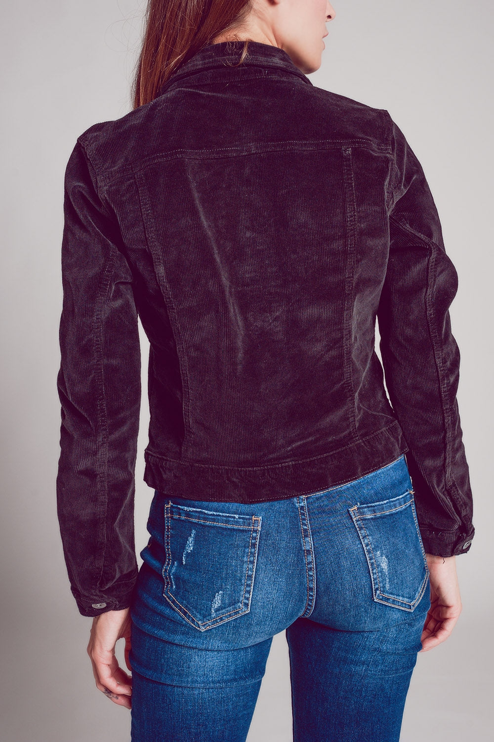 Cord jacket in black