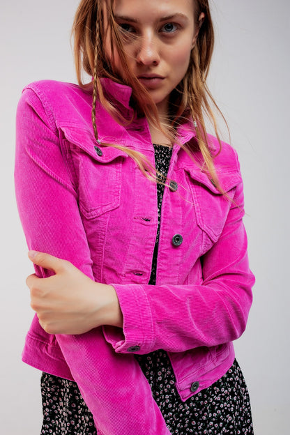 Cord jacket in fuchsia