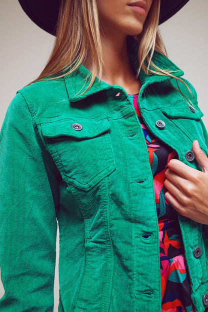 Cord jacket in green