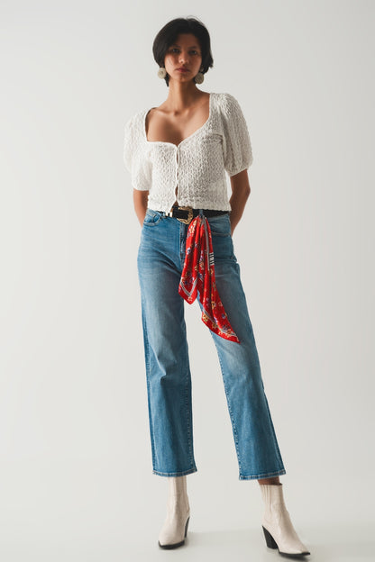 Q2 Cotton blend high waist wide leg jeans