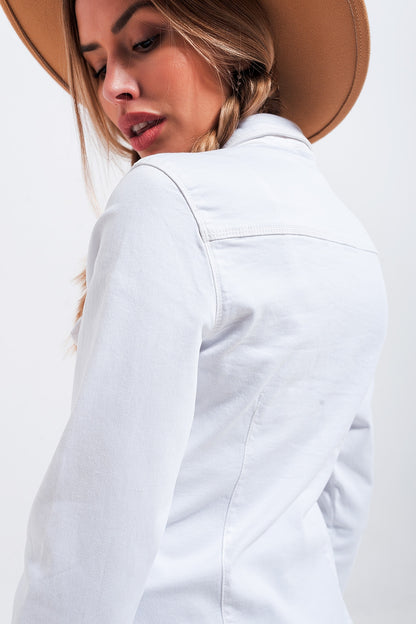 Cotton denim shirt in white