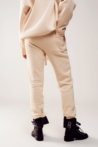 Cotton jogger in cream