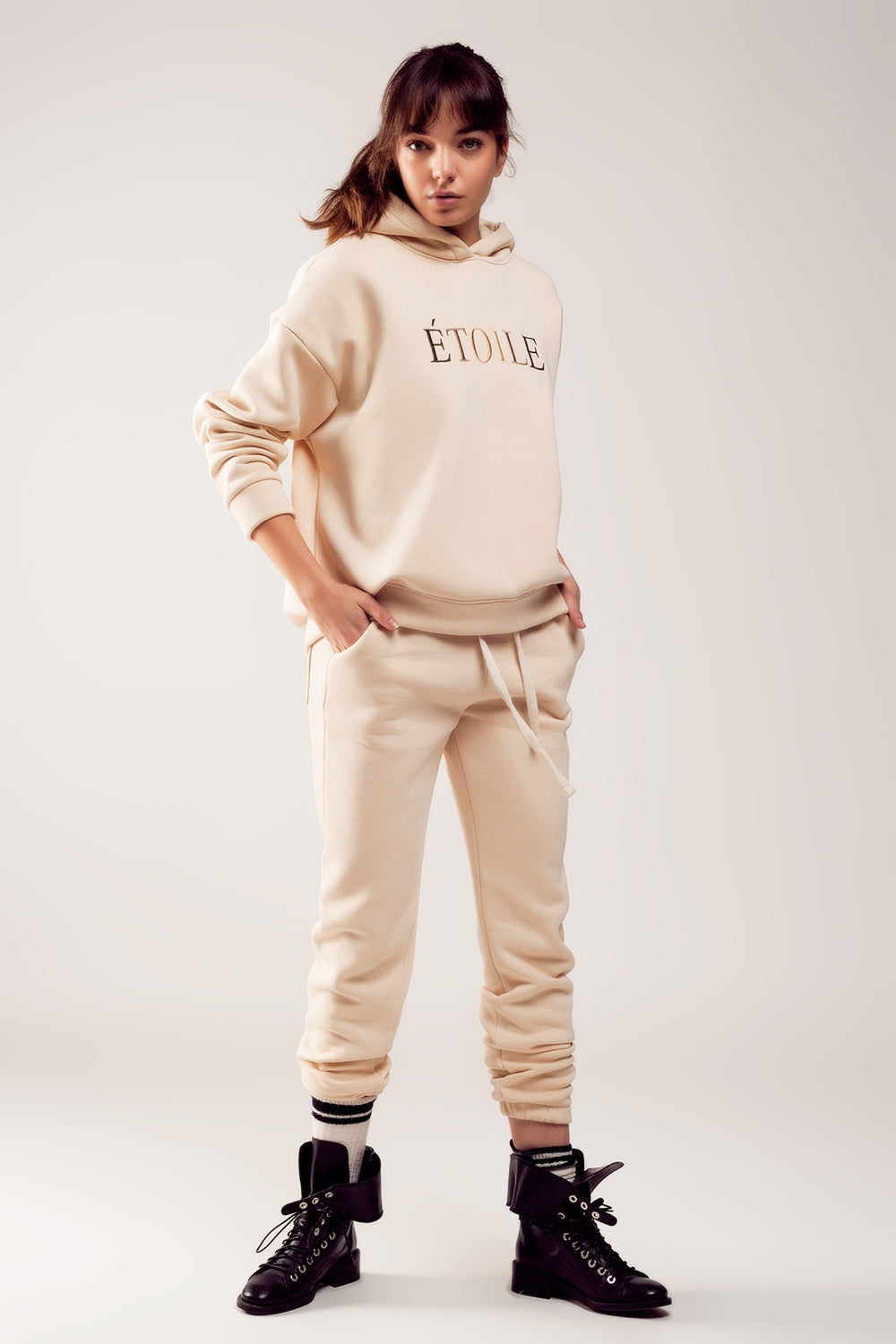 Cotton jogger in cream