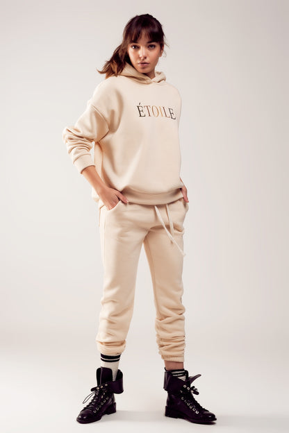 Cotton jogger in cream