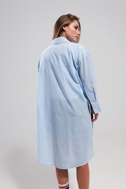 Cotton oversized shirt in light blue