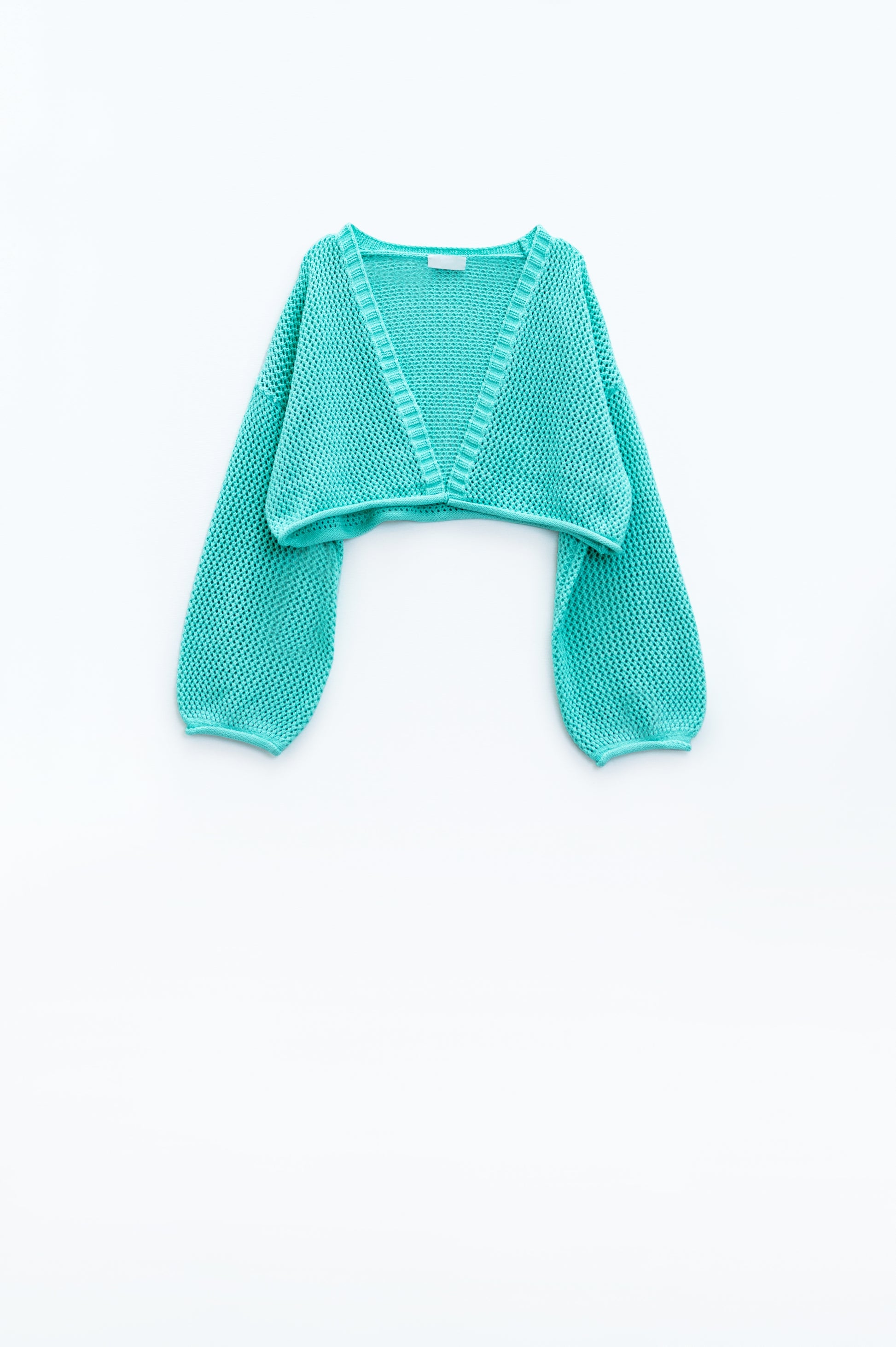 Q2 Crochet basic cropped cardigan in mint