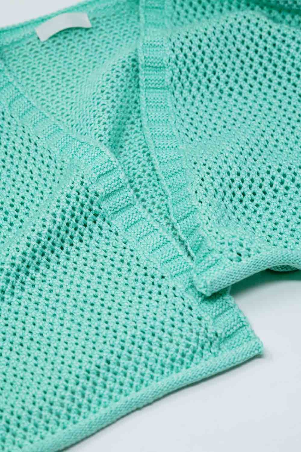 Crochet basic cropped cardigan in mint