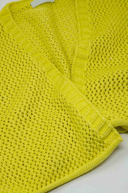 Crochet basic cropped cardigan in yellow