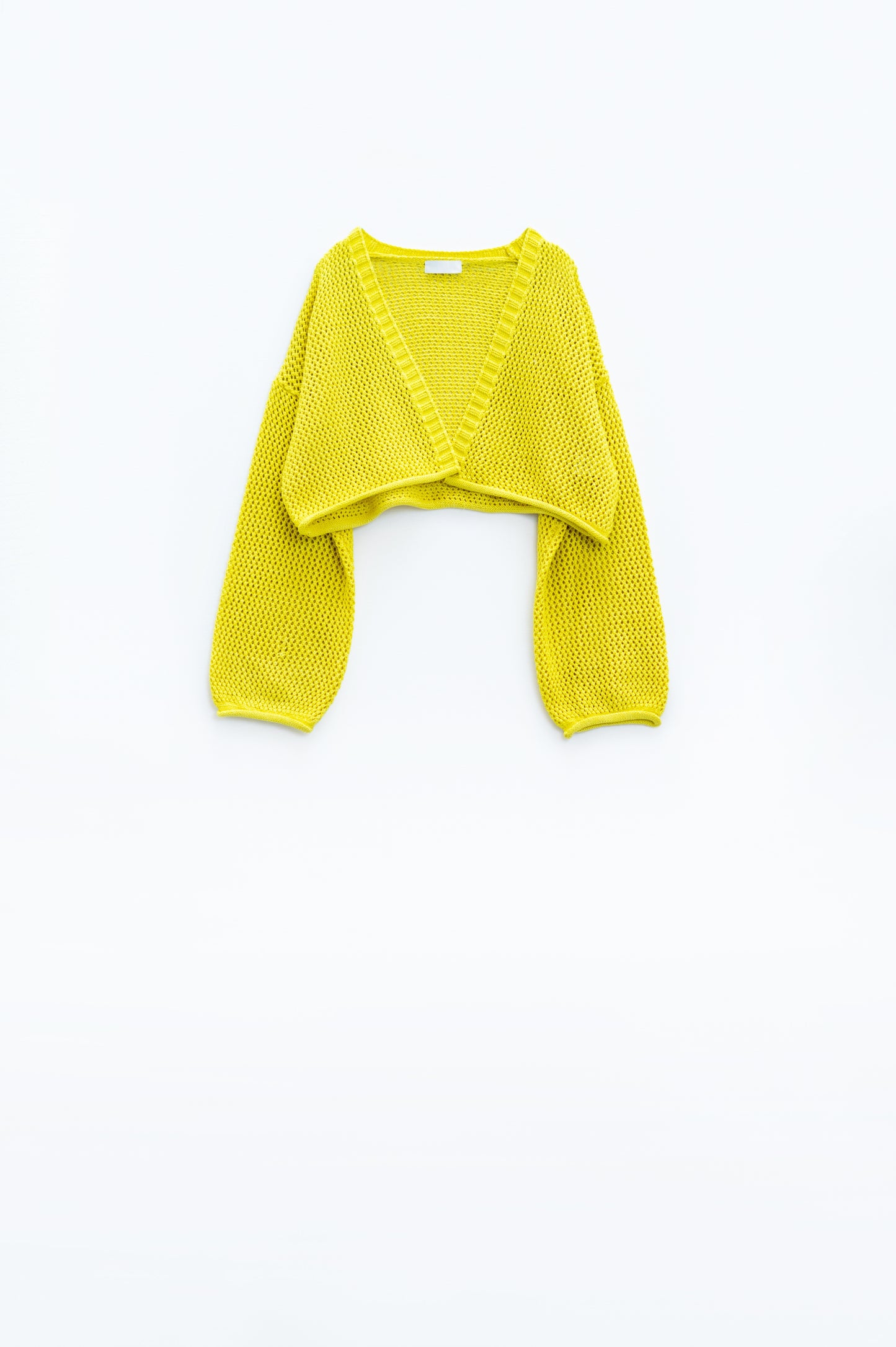 Q2 Crochet basic cropped cardigan in yellow