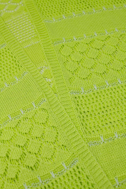 Crochet Maxi Cardigan In Lime With Long Sleeves