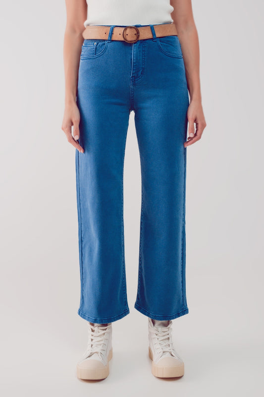 Q2 Cropped wide leg jeans in blue