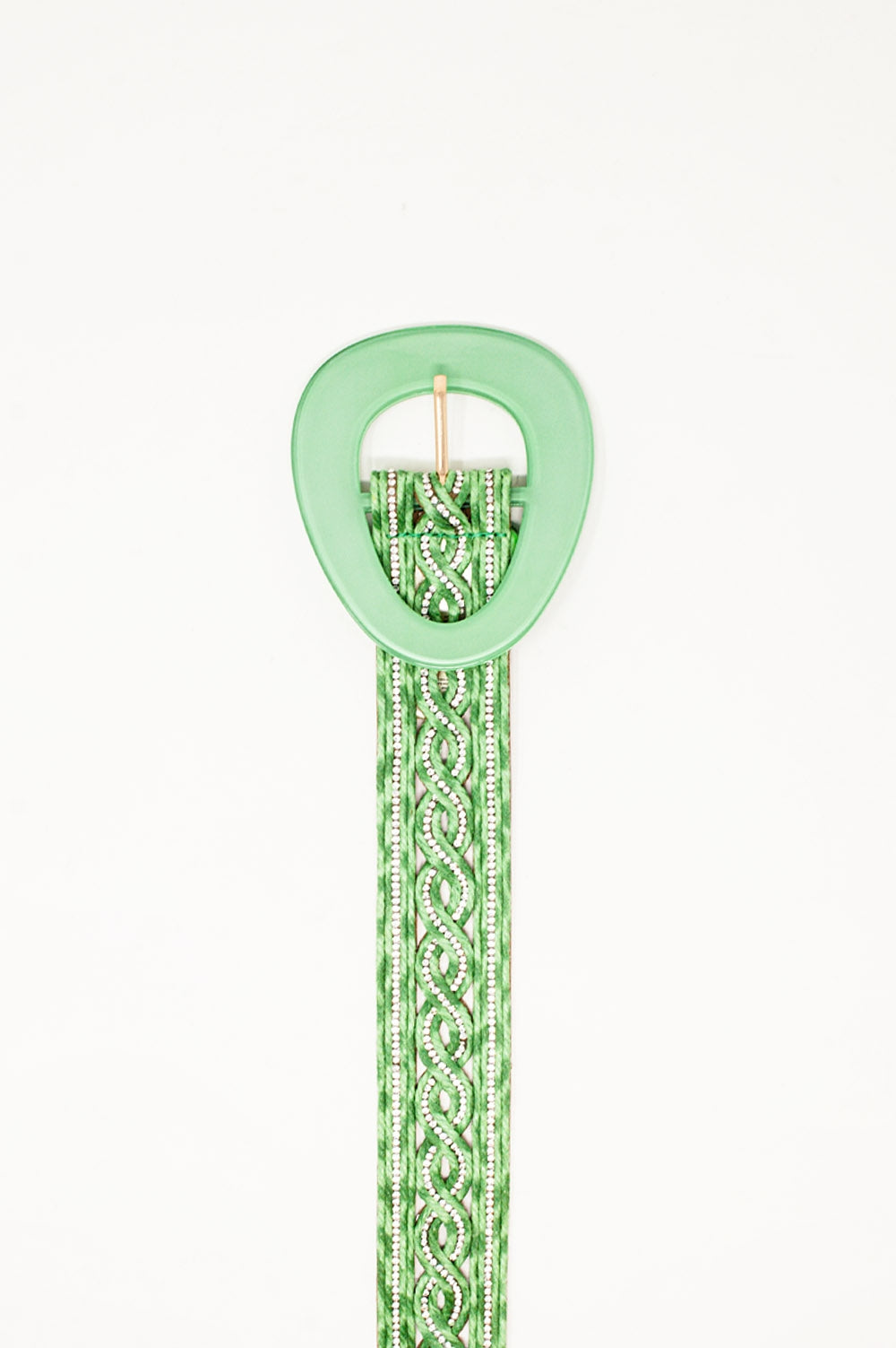 Crystal Embellished Belt in Green