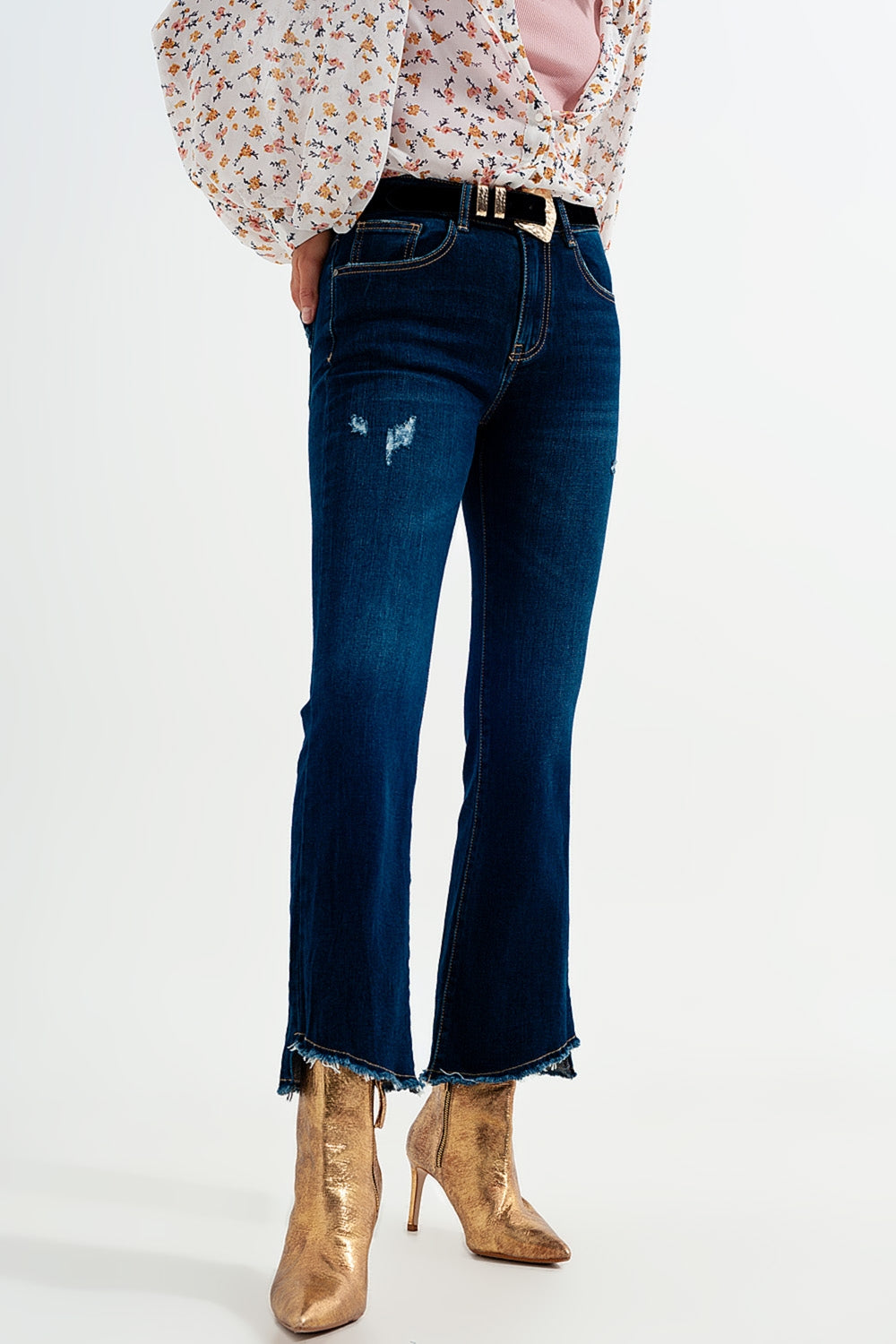 dark denim flared jeans