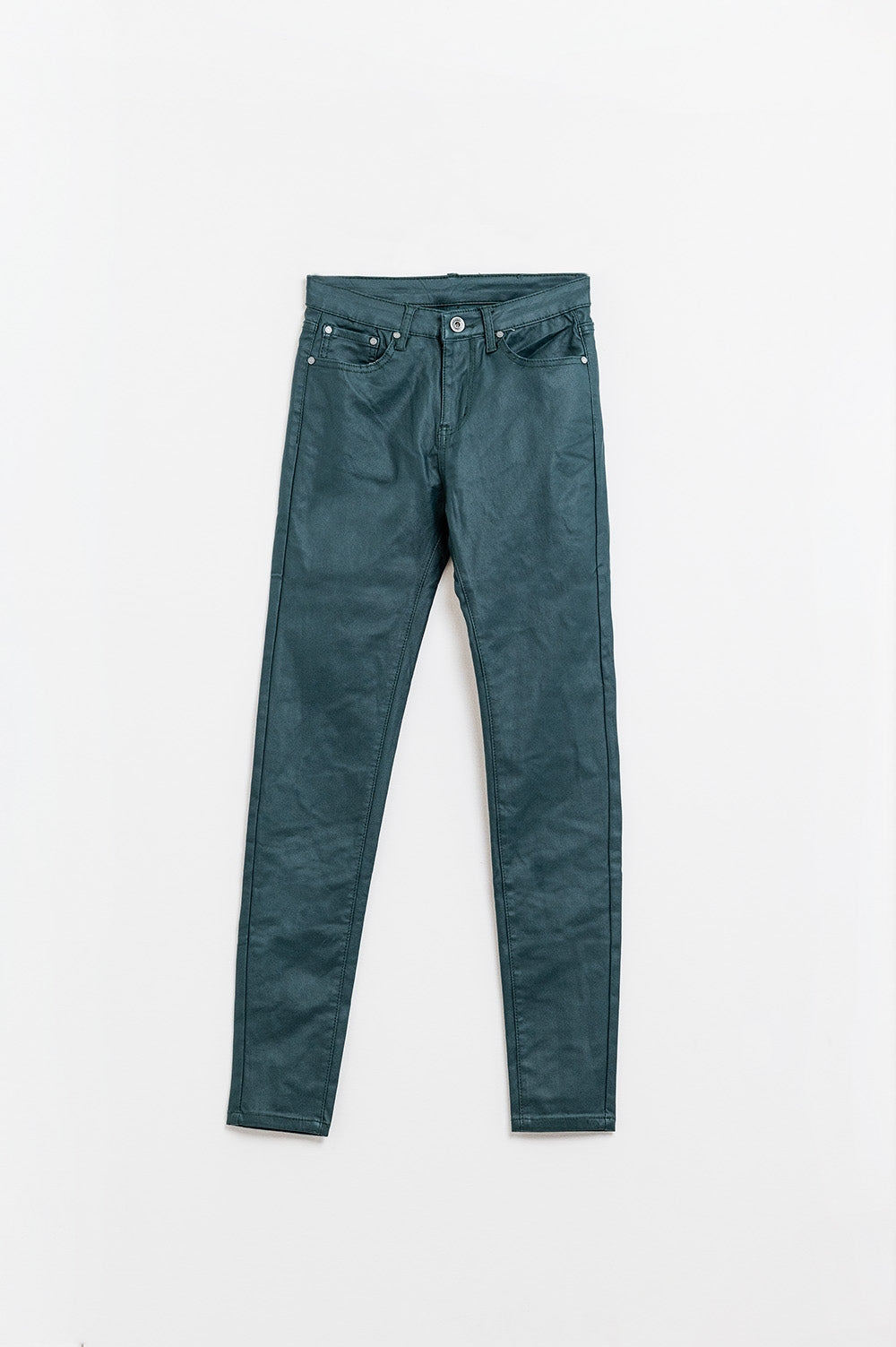 Dark Green Faux Leather Super Skinny Pants