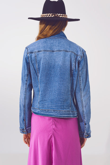 Denim jacket in light blue wash with sequin detail