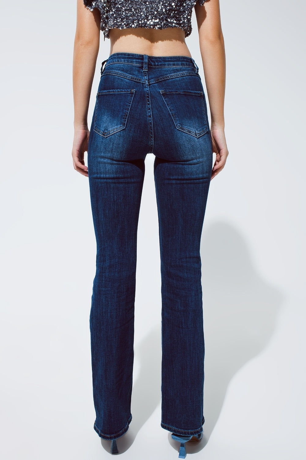 Denim Jeans Flaire in dark blue wash