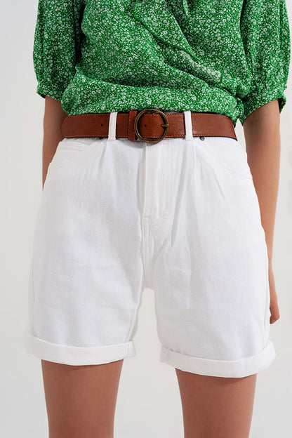 Denim mom shorts in white