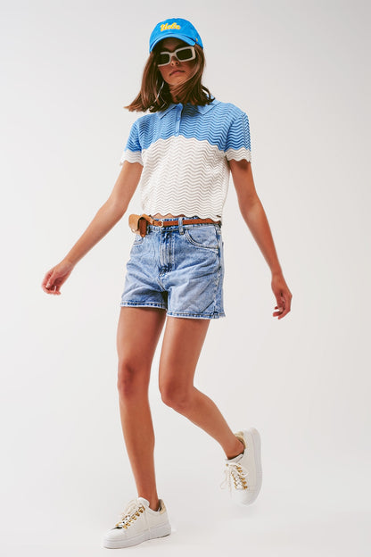 Denim short in light blue wash