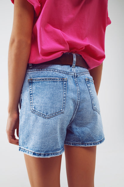 DenIm Shorts With Laminated Stars in Light Wash